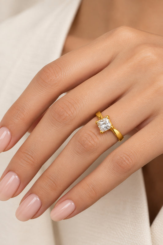 Golden Spark Solitaire Ring