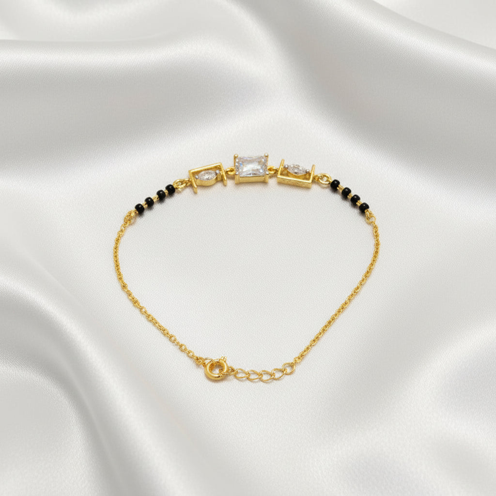 Golden Glamour Crystal Mangalsutra Bracelet