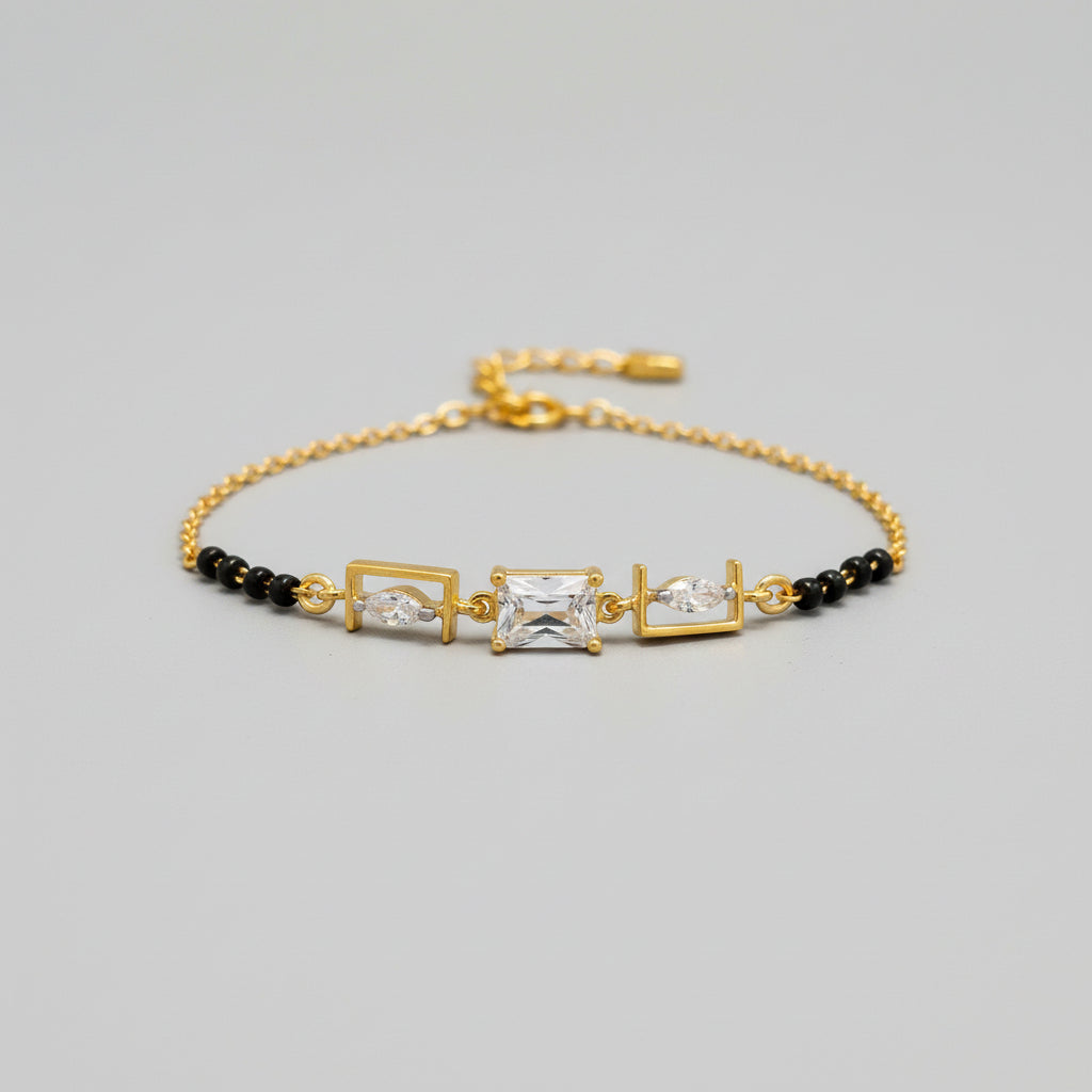 Golden Glamour Crystal Mangalsutra Bracelet