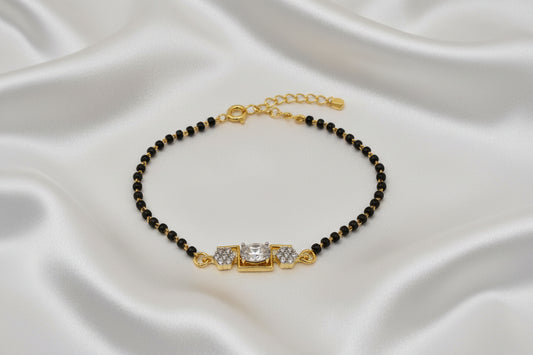 Noir Crystal Link Mangalsutra Bracelet