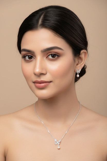 Butterfly Pearl Pendant Set