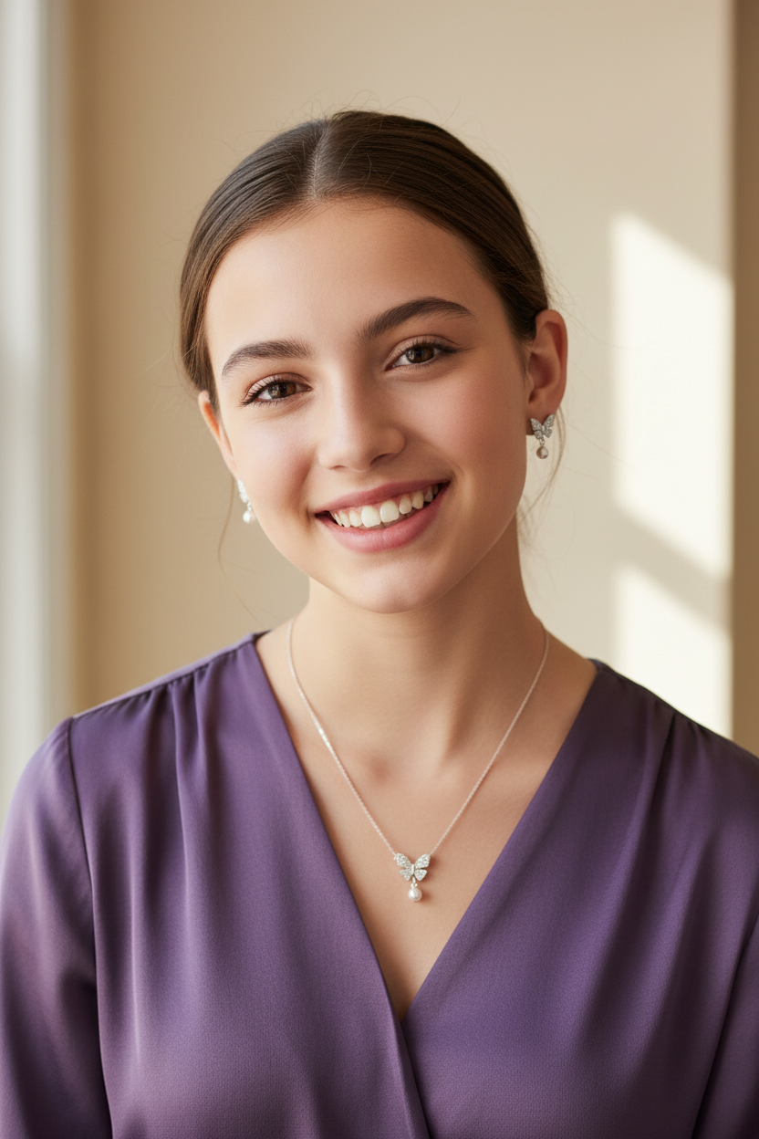 Butterfly Pearl Pendant Set