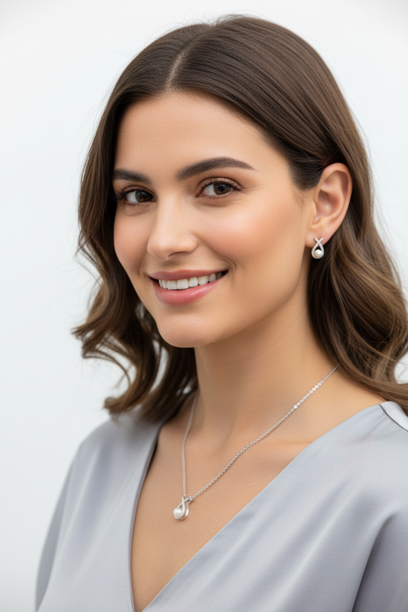 Infinity Pearl Pendant Set