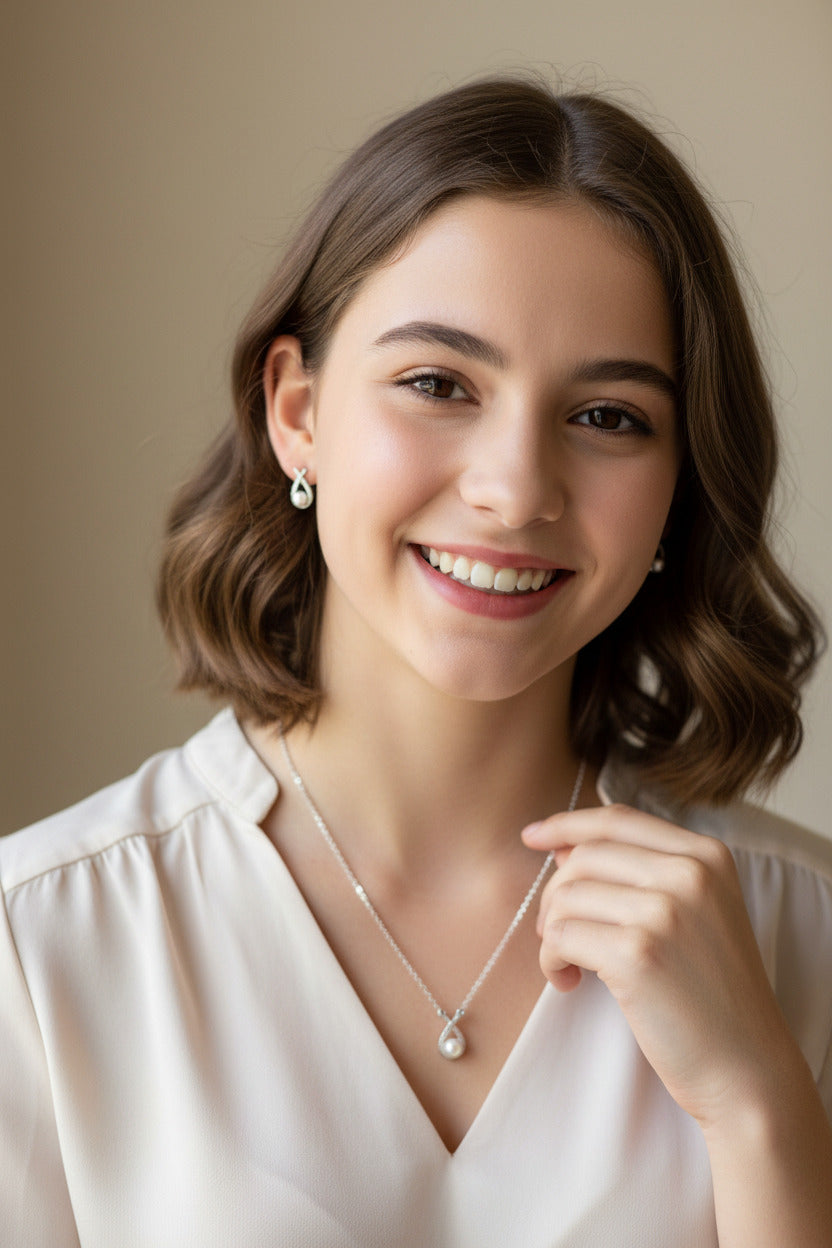 Infinity Pearl Pendant Set