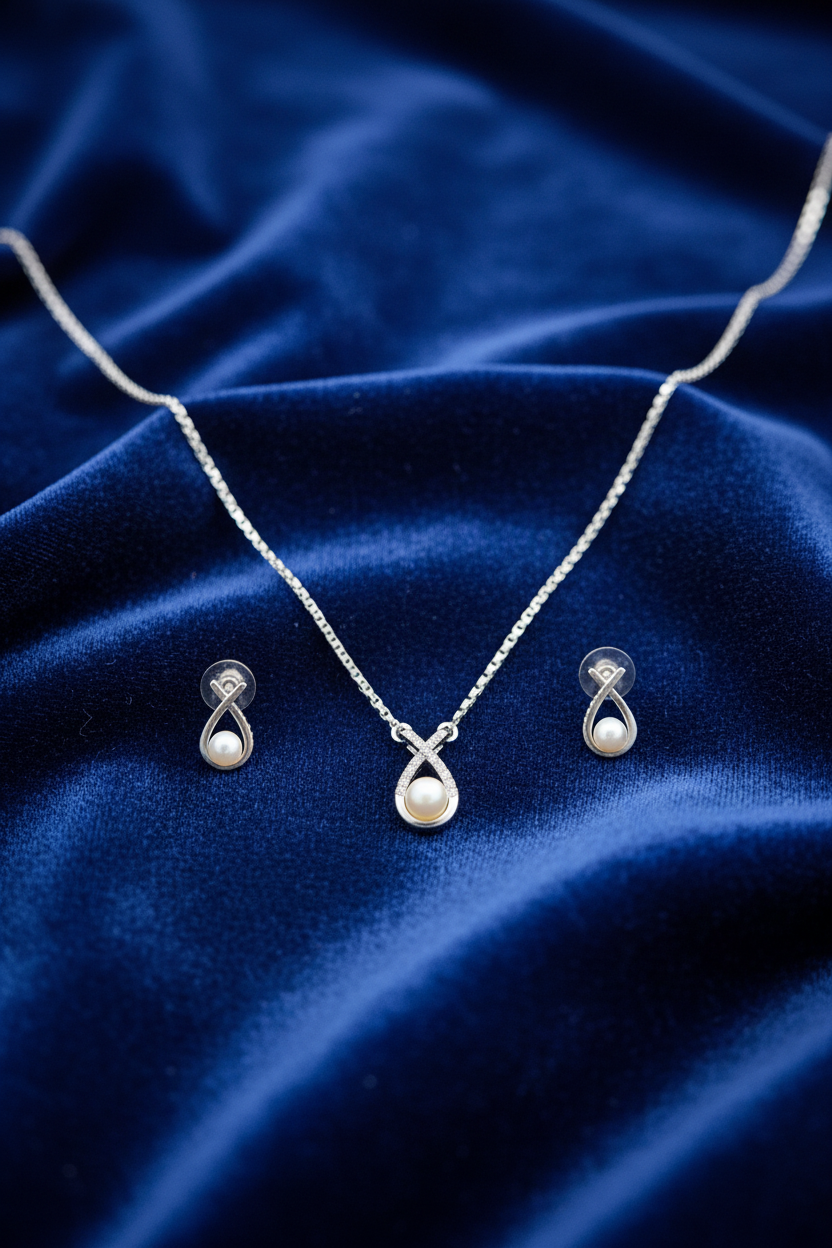 Infinity Pearl Pendant Set