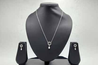 Pearl Teardrop Halo Pendant Set