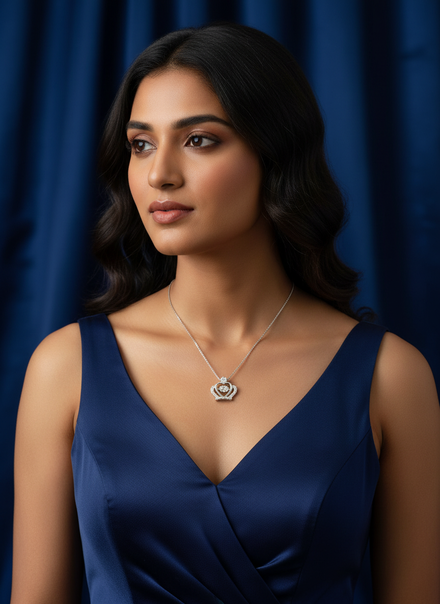 Royal Heart Crown Pendant