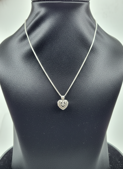 Ornate Heart Glow Silver Pendant