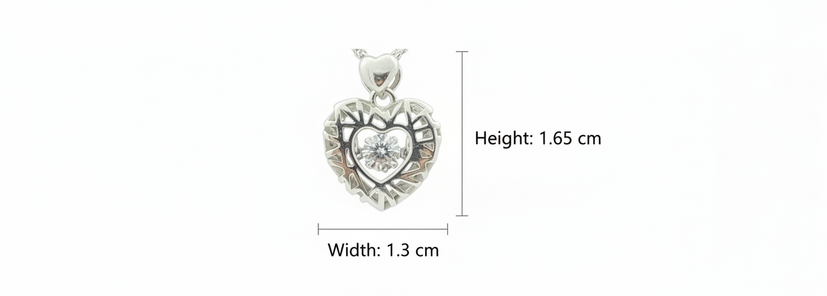 Ornate Heart Glow Silver Pendant