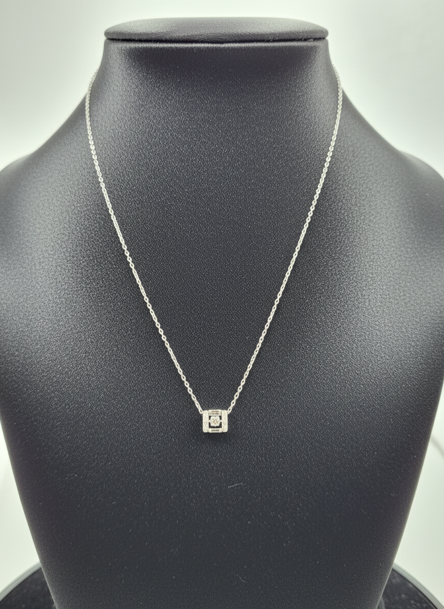 Classic Spark Square Silver Pendant
