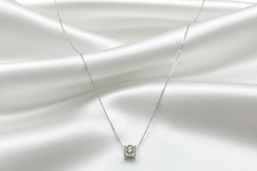Classic Spark Square Silver Pendant