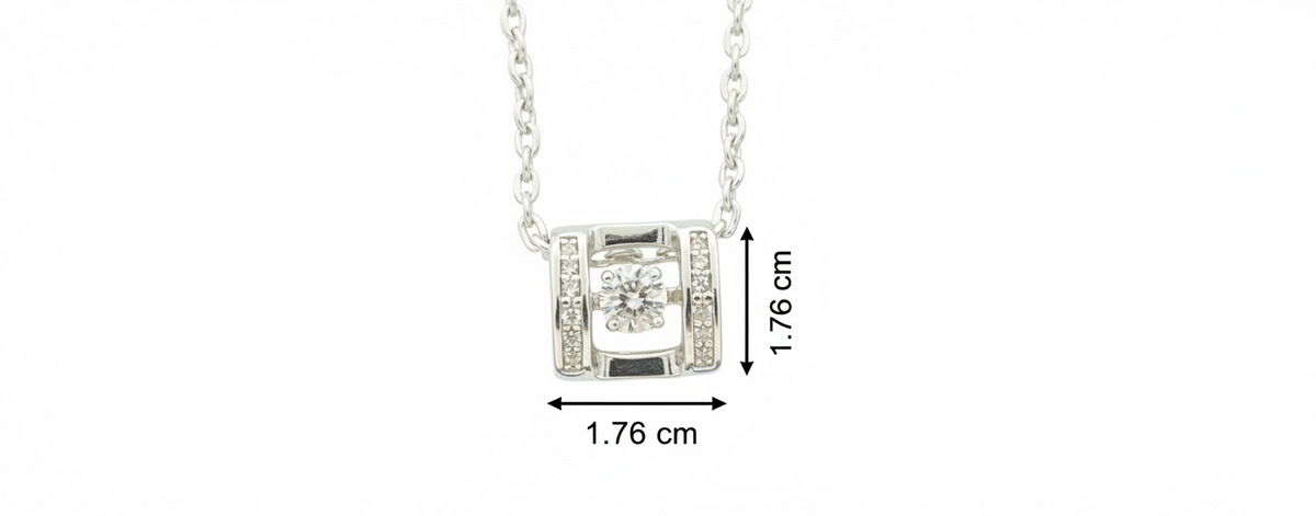 Classic Spark Square Silver Pendant