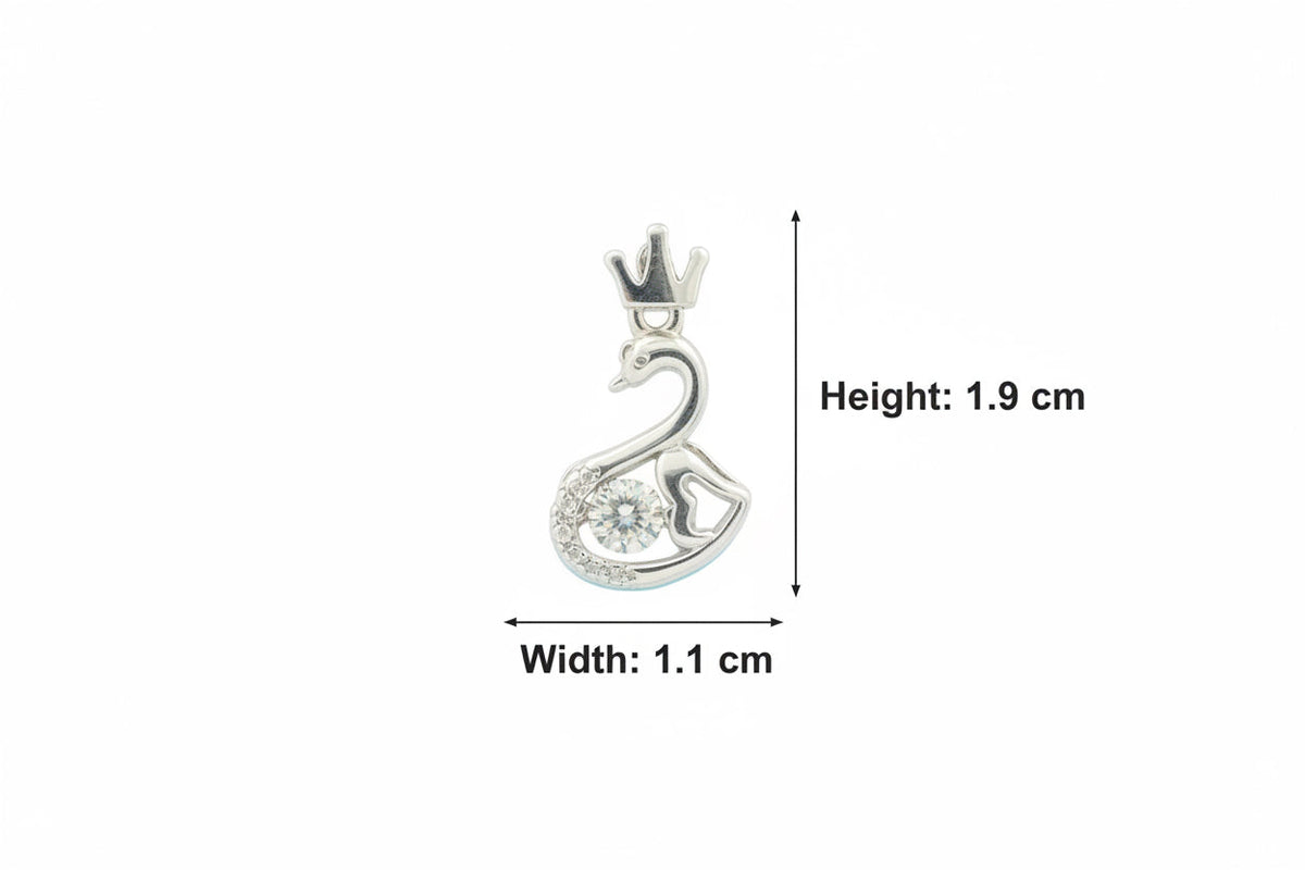 Crowned Swan Grace Silver Pendant