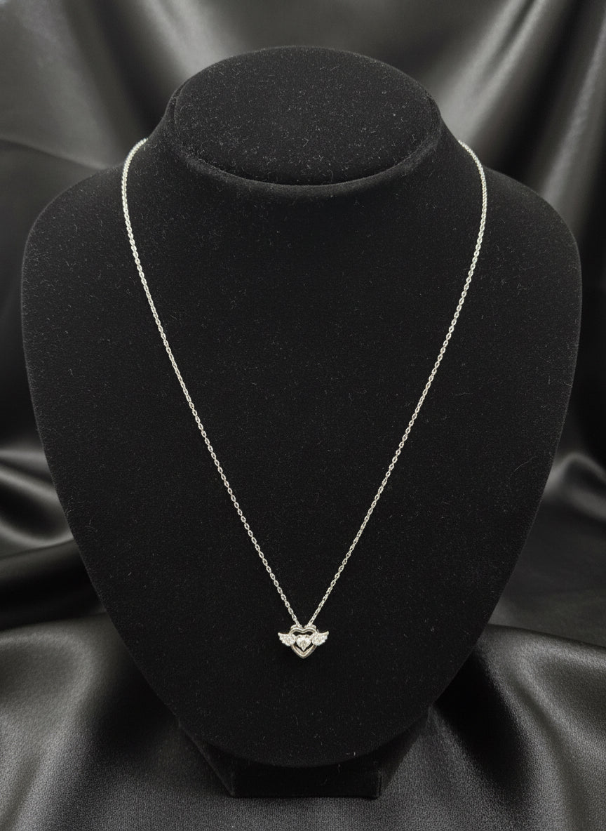 Winged Heart Whisper Silver Pendant