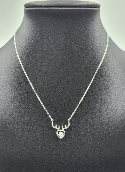 Stag Heart Sparkle Silver Pendant