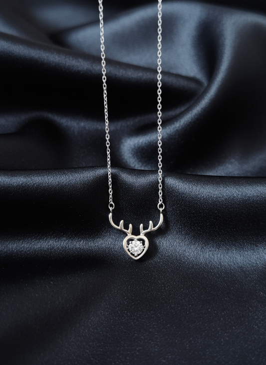Stag Heart Sparkle Silver Pendant