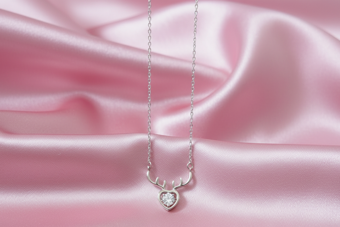 Stag Heart Sparkle Silver Pendant