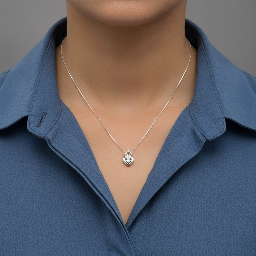 Royal Heart Charm Silver Pendant