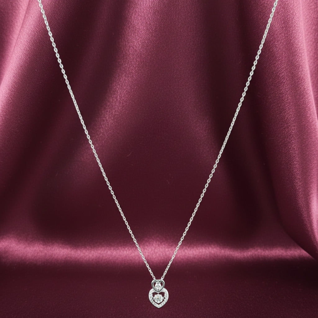 Double Heart Promise Silver Pendant