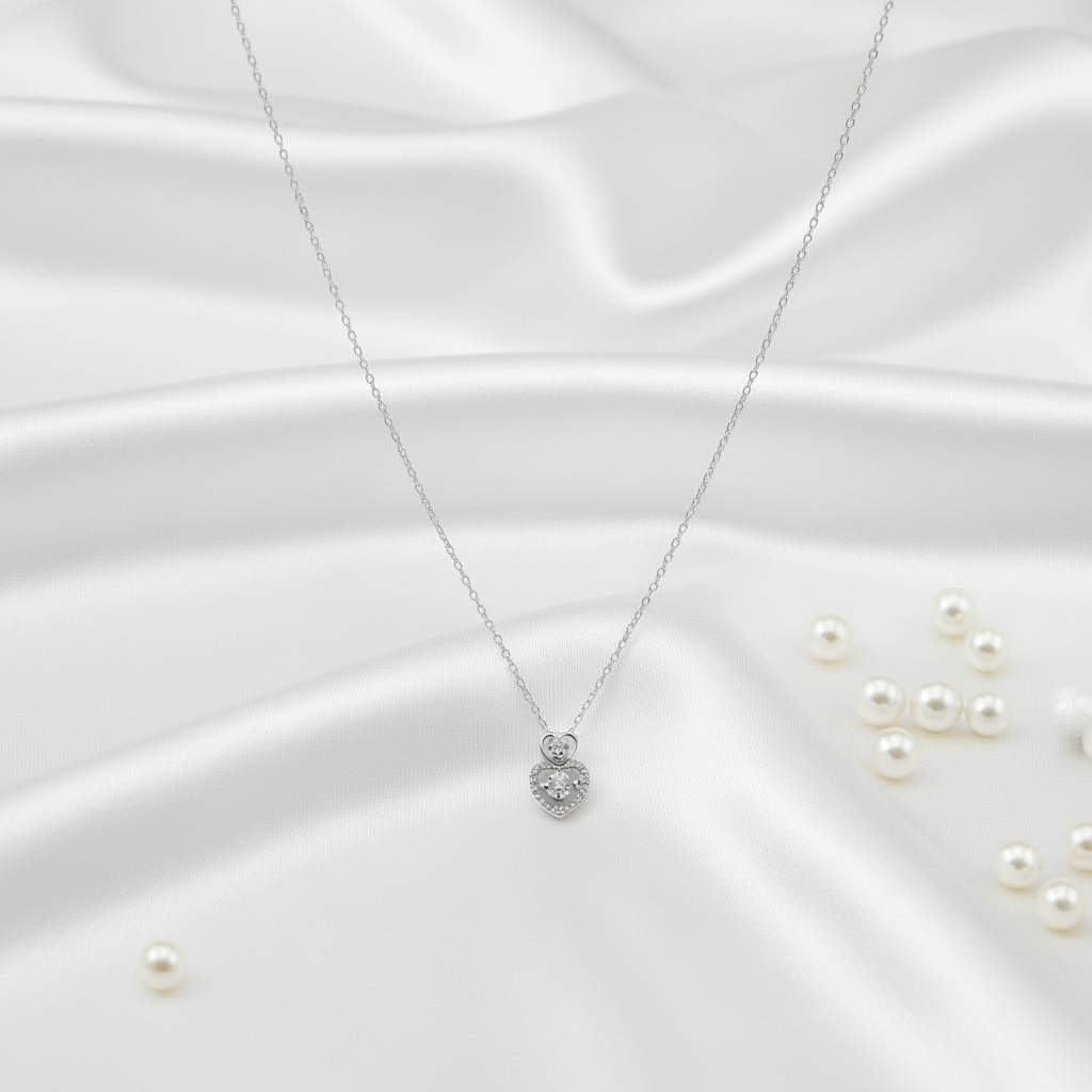 Double Heart Promise Silver Pendant