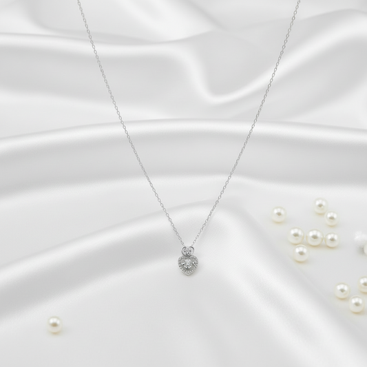 Double Heart Promise Silver Pendant