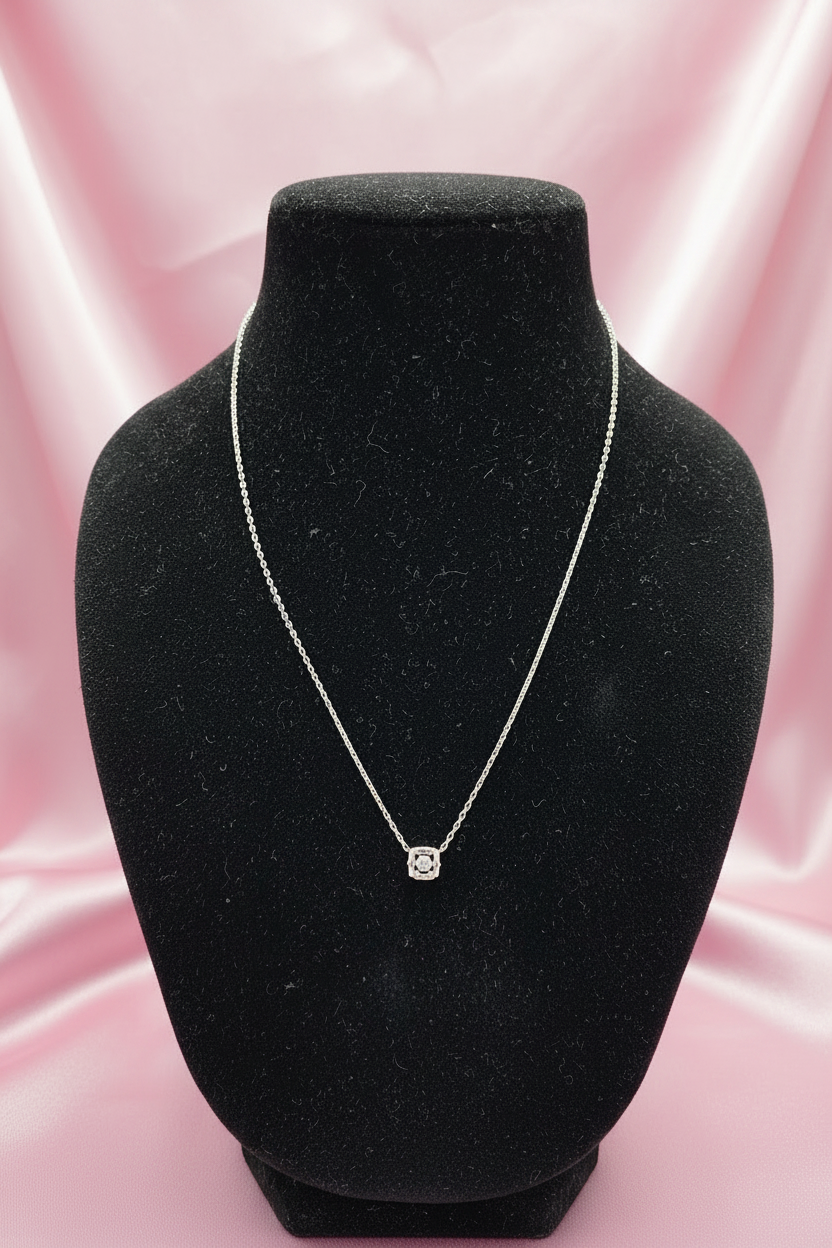 Crystal Frame Silver Pendant