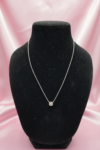 Crystal Frame Silver Pendant