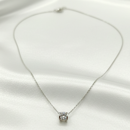 Crystal Frame Silver Pendant