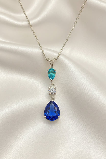 Sapphire Teardrop Dainty Necklace