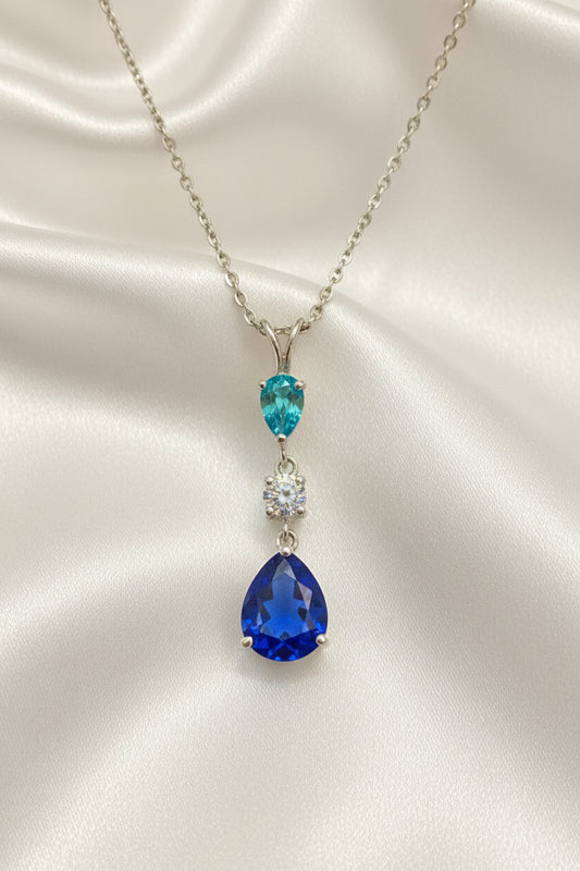 Sapphire Teardrop Dainty Necklace