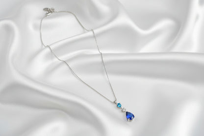 Sapphire Teardrop Dainty Necklace