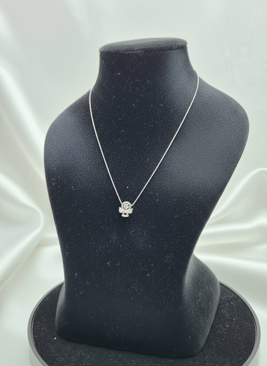 Shimmering Guardian Angel Silver Pendant