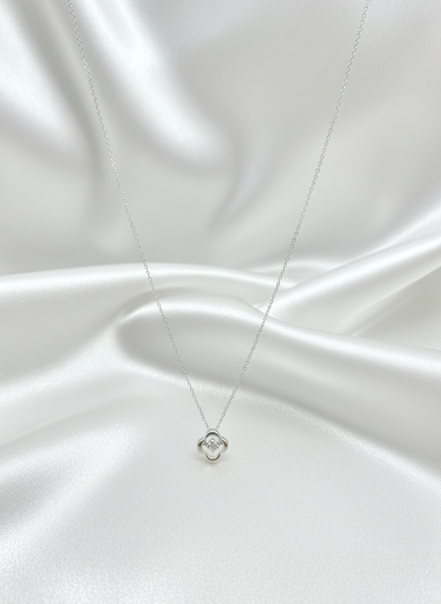 Petite Clover Spark Silver Pendant