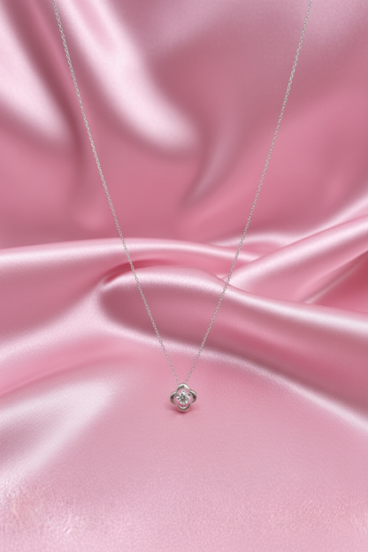 Petite Clover Spark Silver Pendant