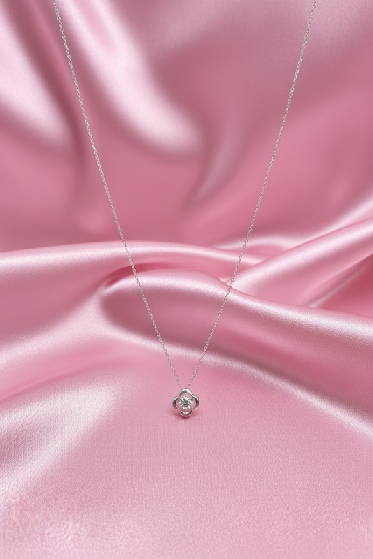 Petite Clover Spark Silver Pendant