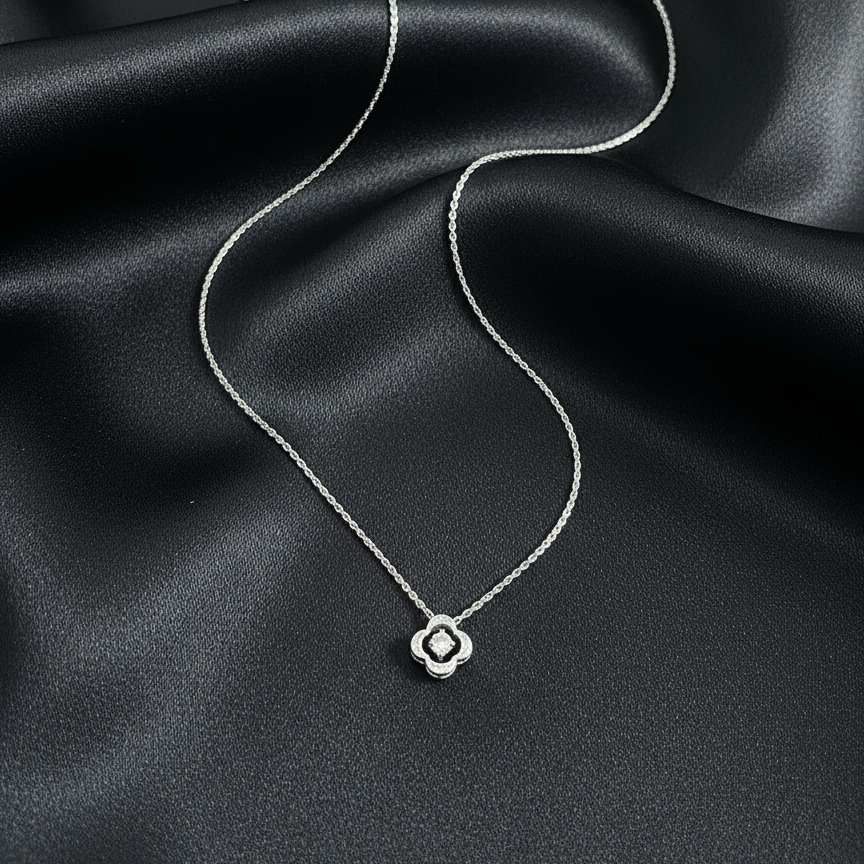 Petite Clover Spark Silver Pendant