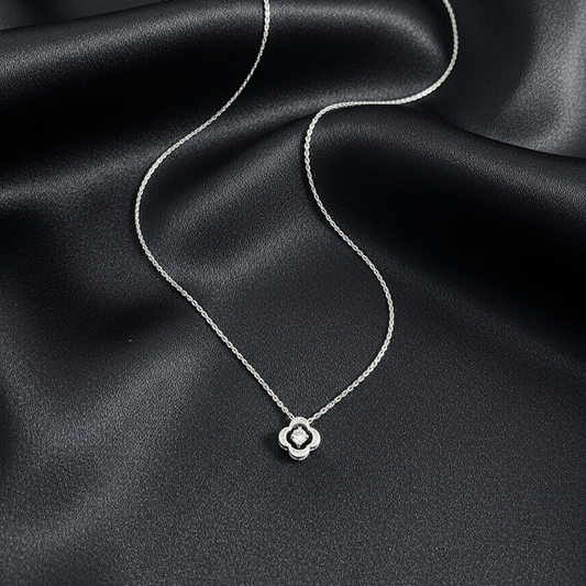 Petite Clover Spark Silver Pendant