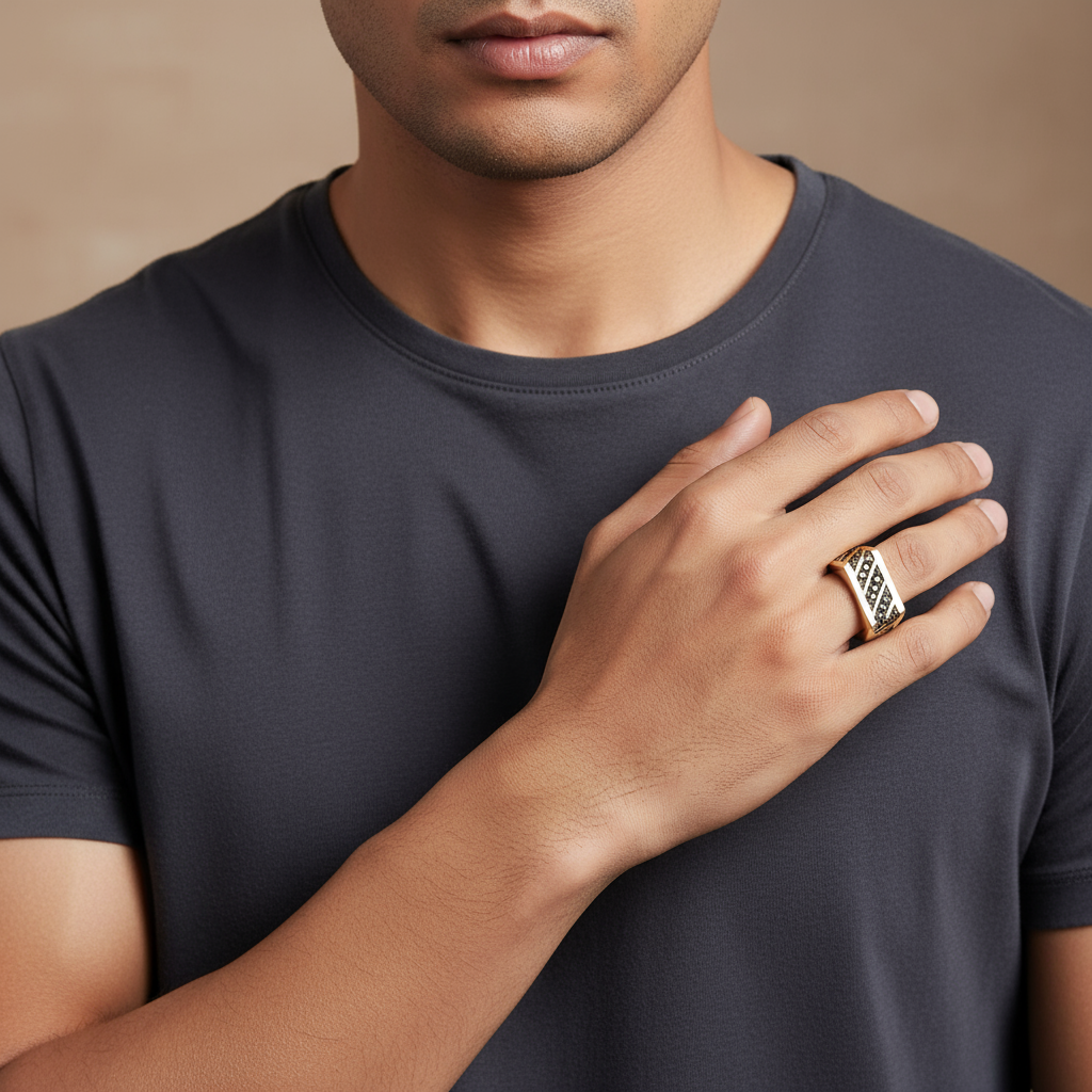 Onyx Strike Men’s Silver Ring