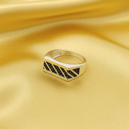 Onyx Strike Men’s Silver Ring