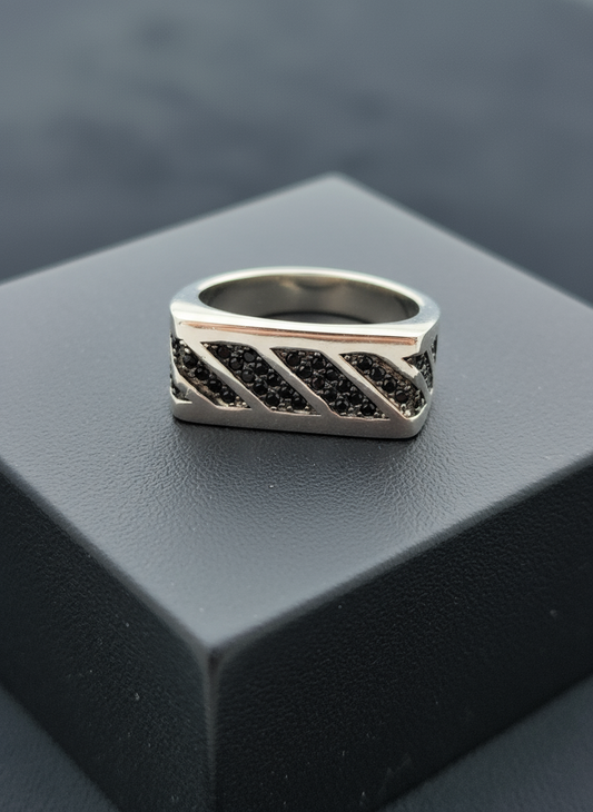 Onyx Strike Men’s Silver Ring