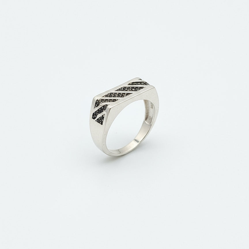 Onyx Strike Men’s Silver Ring