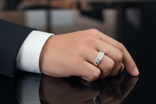 Regal Grid Men’s Silver Ring
