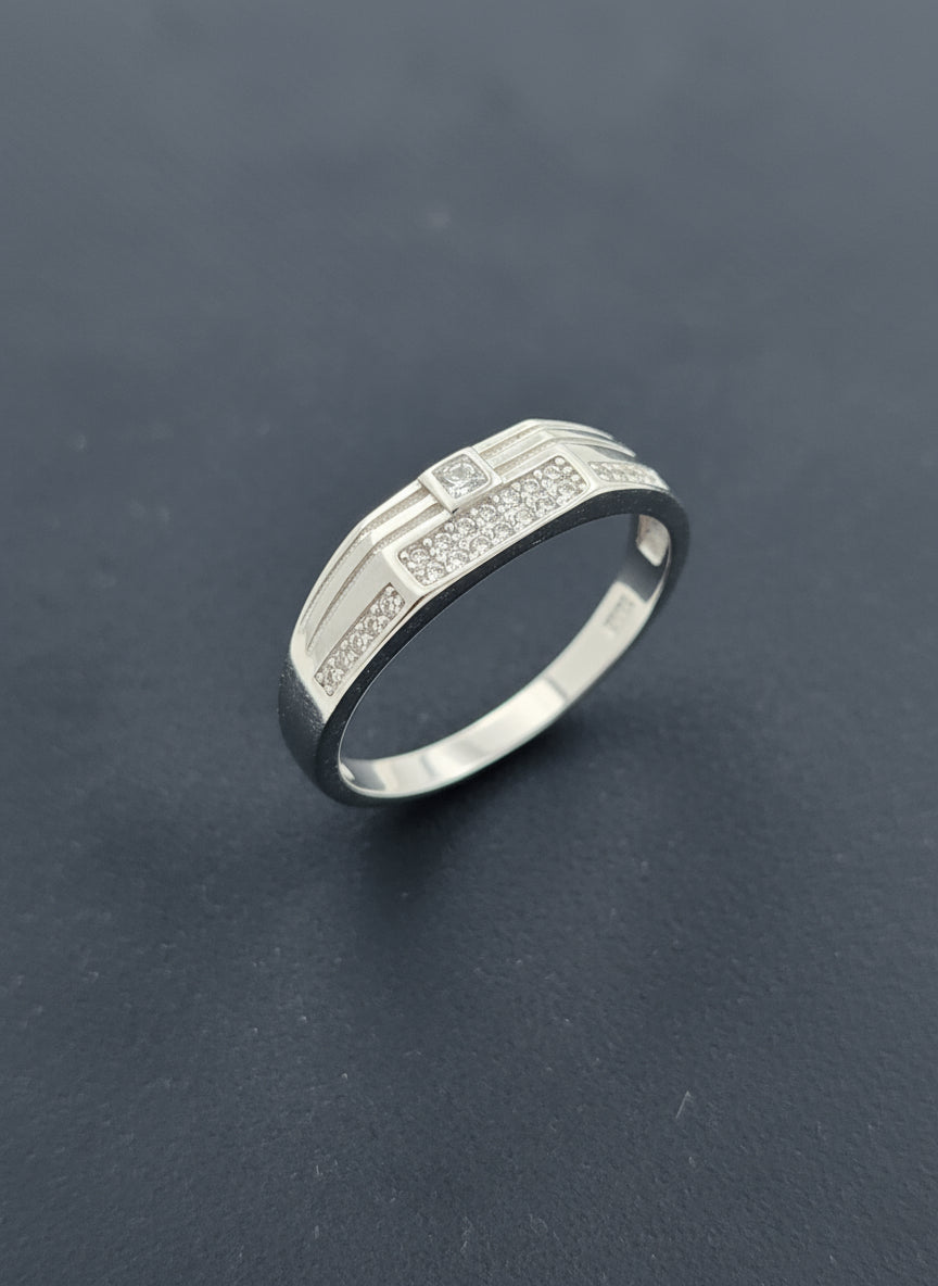 Regal Grid Men’s Silver Ring
