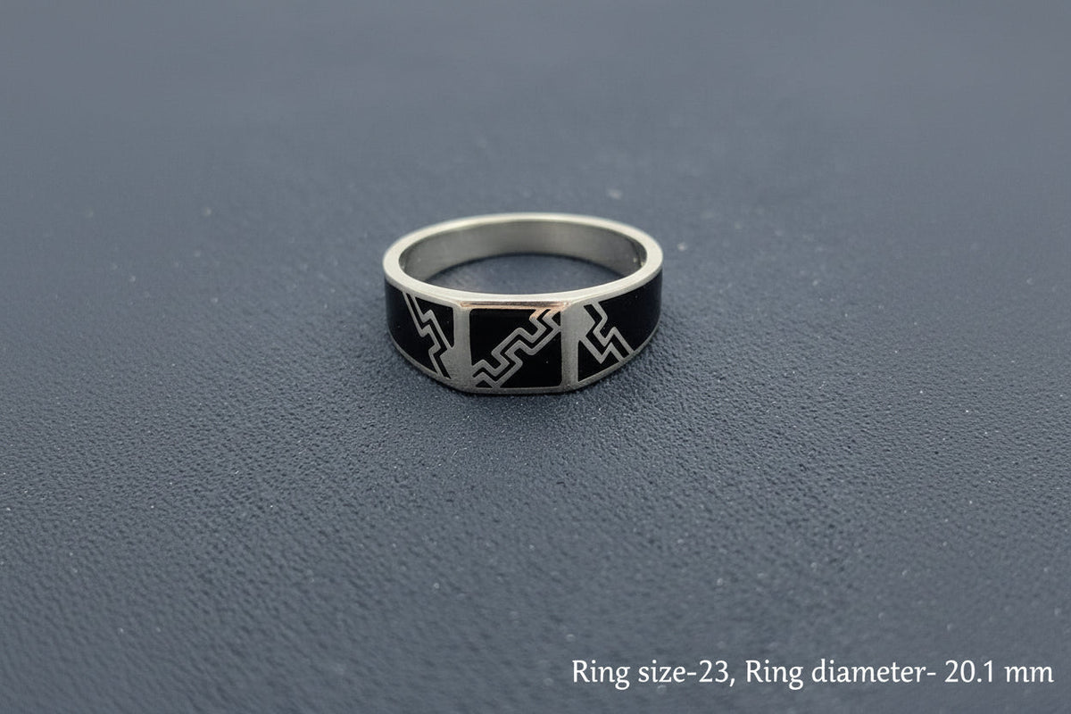 Obsidian Crest Men's Silver Band