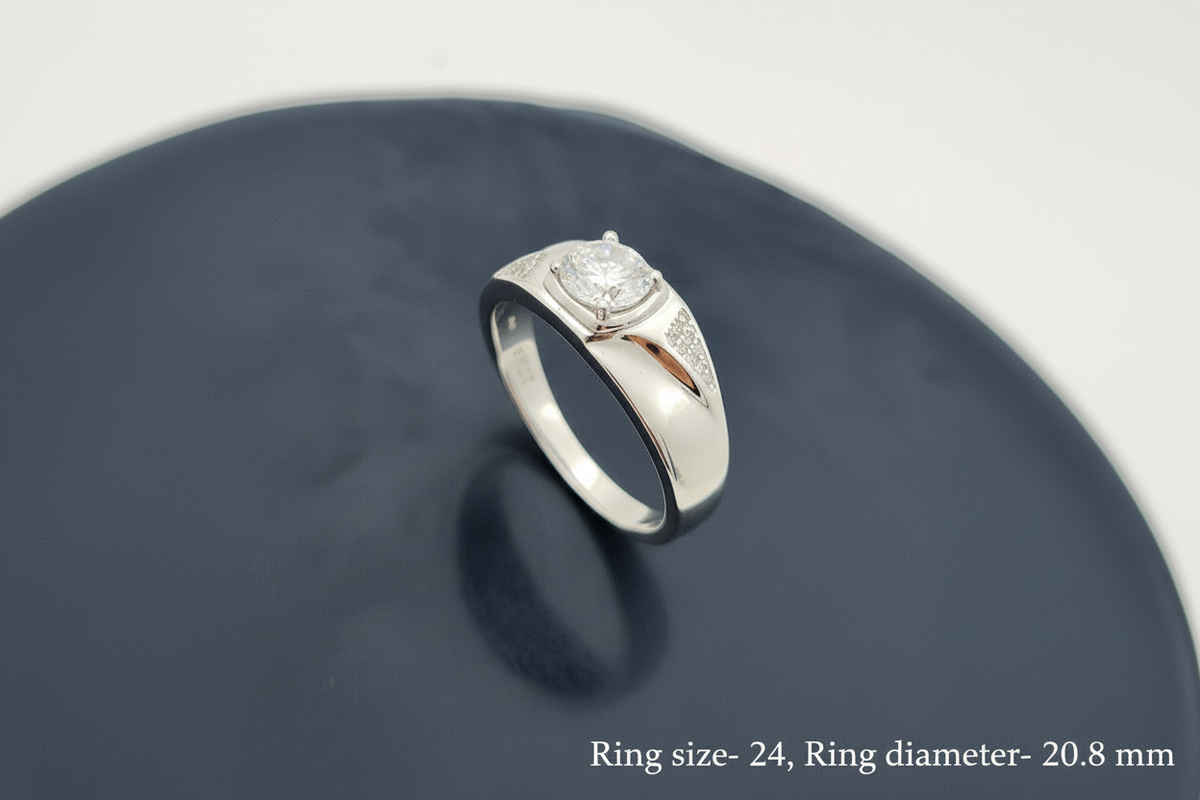 Apex Solitaire Men’s Silver Ring