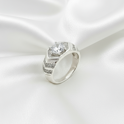 Titan Zirconia Men’s Silver Ring