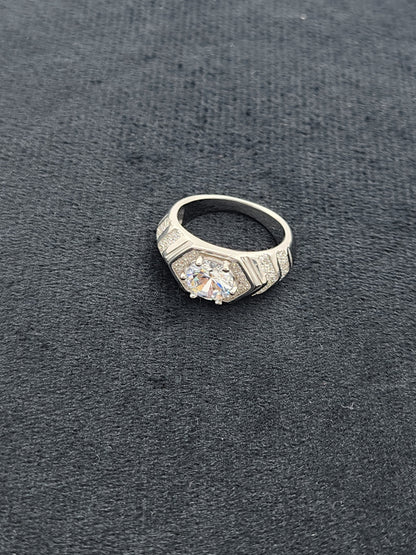 Titan Zirconia Men’s Silver Ring