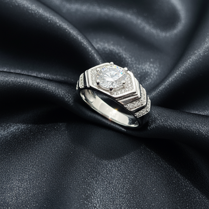 Titan Zirconia Men’s Silver Ring