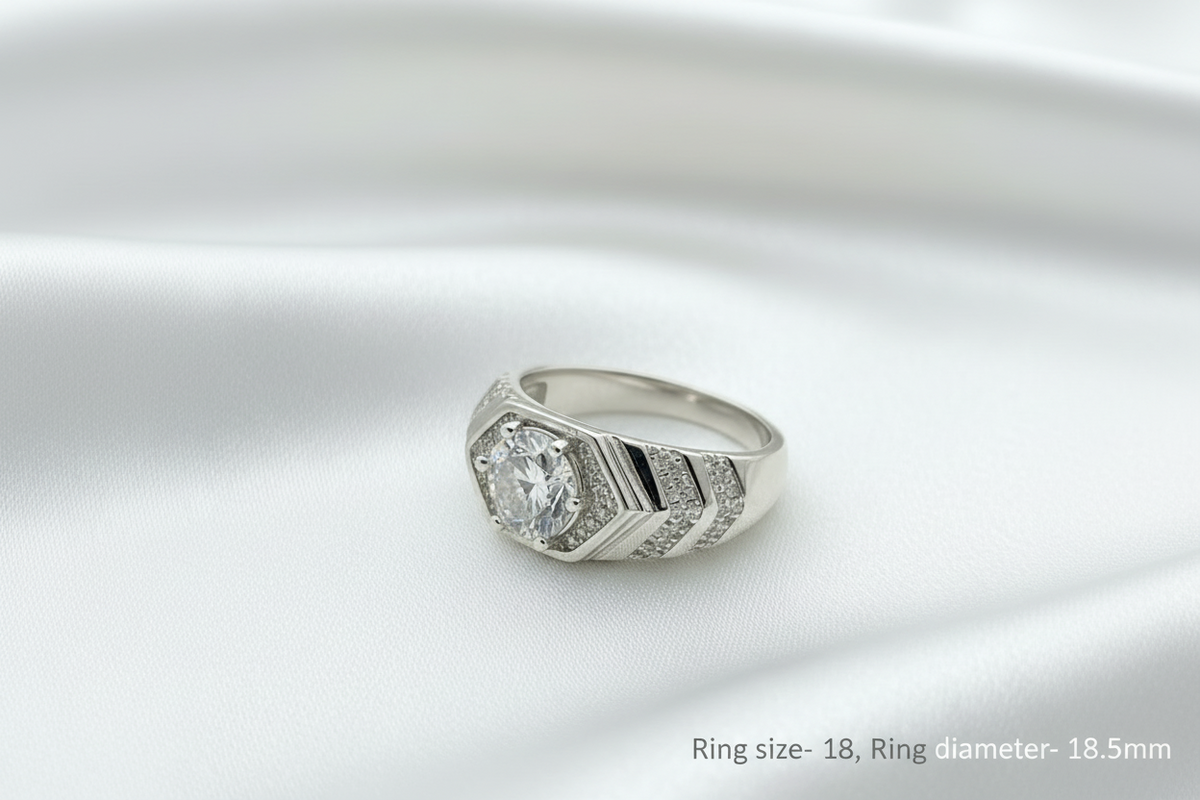 Titan Zirconia Men’s Silver Ring