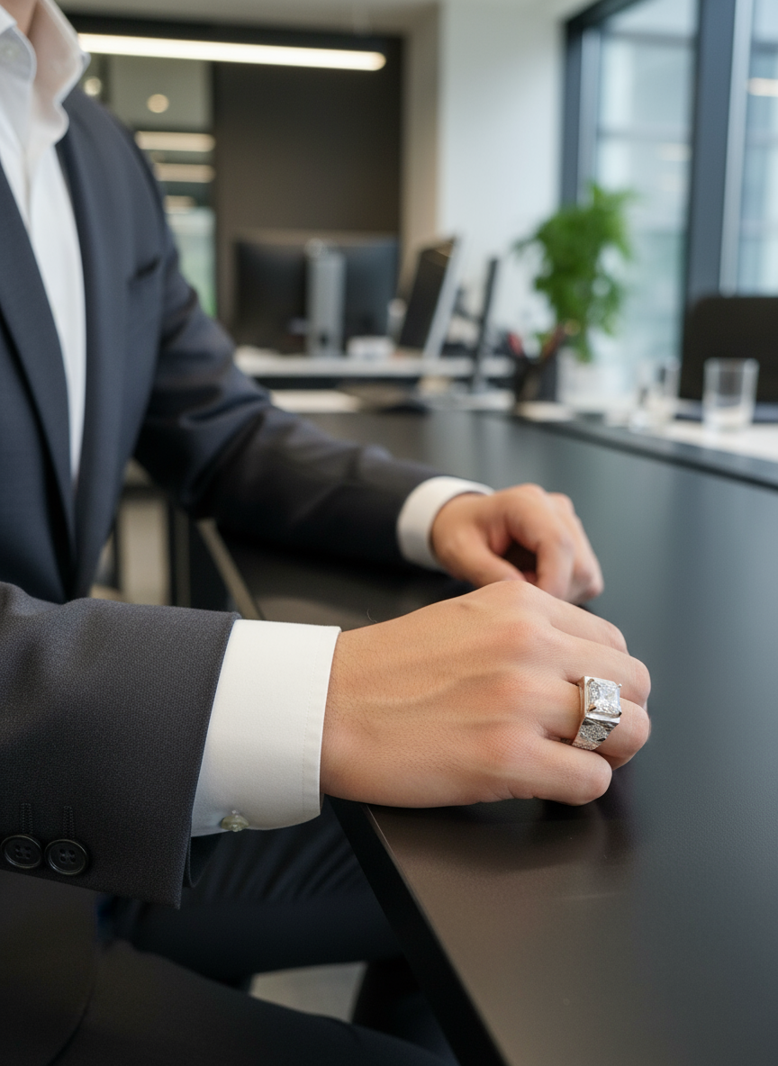 Crown Prism Men’s Silver Ring